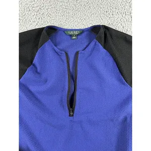 Lauren Ralph Lauren Active Top Womens Small Blue Black‎ Waffle 1/4 Zip Pullover thumbnail 9