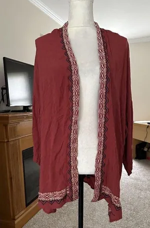 Artesia Embroidered Open Cardigan Kimono Swim Cover Up Size XL Lightweight thumbnail 7