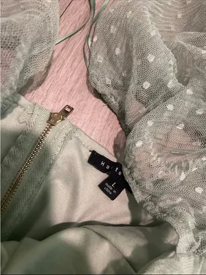 Mint Green Polka Dot Mesh Mini Dress Size L thumbnail 2