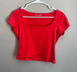 Red square neck top thumbnail 1