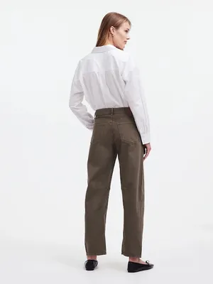 Madewell The Darted Barrel-Leg Jean in driftwood brown size 25 thumbnail 2