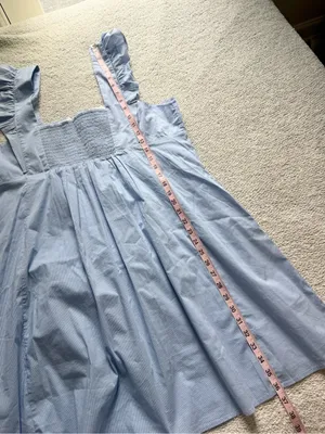Draper James Maddie Embroidered Babydoll Dress in Blue Stripe XL NEW NWT thumbnail 8