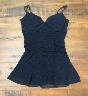 Victoria's Secret "Sexy Little Things" Black Lingerie lace ruffle hem size M thumbnail 1