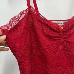 Madden Girl Lace Cami Top Size XL red Floral adjustable straps sexy camisole thumbnail 11