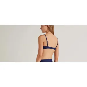 NWT Quince Deep Navy Italian V-Neck Bikini Top Size Large thumbnail 2