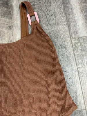 Aerie Brown Textured One Piece Swimsuit thumbnail 3