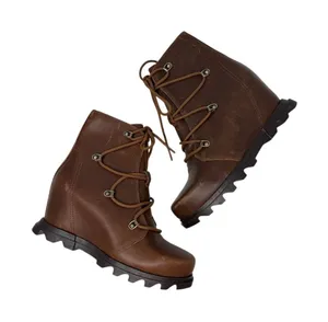 Sorel Joan Of Arctic‎ Wedge III Brown Leather Lace Up Boots Women Size 9 thumbnail 1