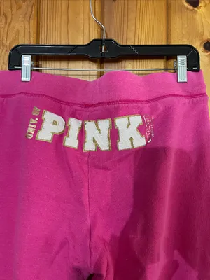 Victoria's Secret Hot Pink Drawstring Sweatpants large vintage sparkly pants thumbnail 6