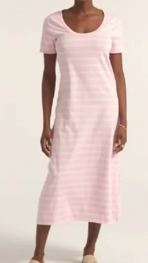 J. Crew Pink‎ Striped Short-Sleeve Midi Dress small thumbnail 1
