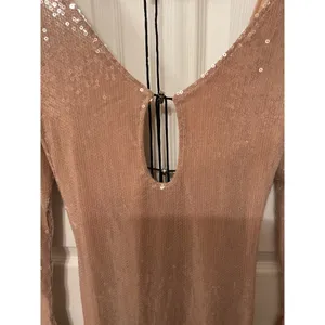 NWOT Meilun Deep V Dress Drawstring Long Sleeve Sequin Dress Long Gown, sz M thumbnail 10