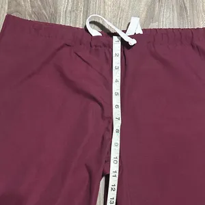 Urbane Straight-Leg Scrub Set in Burgundy with Blue Trim thumbnail 8