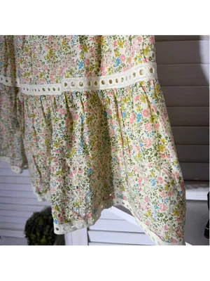 Vintage retro mini skirt floral eyelet lace fairy coastal cowgirl boho festival thumbnail 9