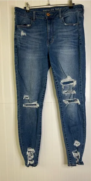 American Eagle Outfitters Distressed Super Stretch Jeggings Size 14 thumbnail 1