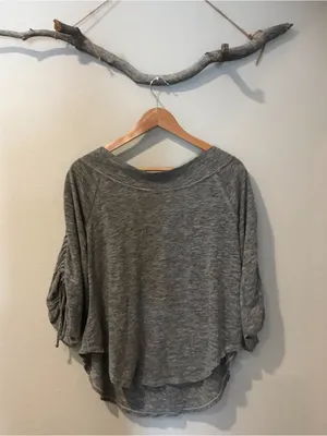 Free People We the Free Grey Cinched Sleeve Top thumbnail 3