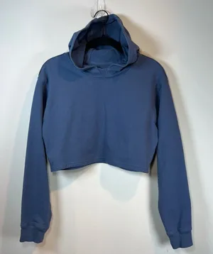 Lululemon All Yours Cropped Hoodie Shirt Ink Blue Pullover Stretch Logo Sporty 4 thumbnail 1
