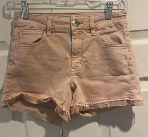 American Eagle Pink Hi Rise Super Stretchy Jean Shortie Shorts‎ thumbnail 1