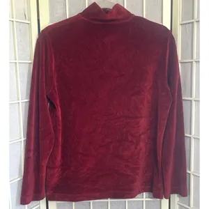 Vintage Ralph Lauren Velour Quarter Zip Sweatshirt Pullover Red Women's Size P/S thumbnail 2