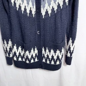 NEW Abercrombie & Fitch Blue Fair Isle Wool Nordic Sweater Cardigan Women's S thumbnail 7