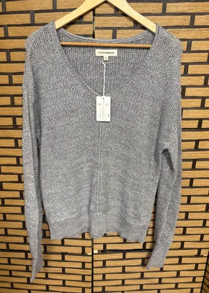 Lucky brand gray v neck sweater size small thumbnail 1