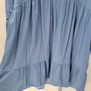 Boho Dress XL Blue Lace Crochet Trim Flowy Midi Casual Party Tiered Ruffle Rodeo thumbnail 5