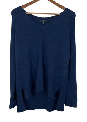 J. Crew V-Neck Sweater In‎ Yarn Womens Medium Navy Blue Merino Wool Alpaca Knit thumbnail 1