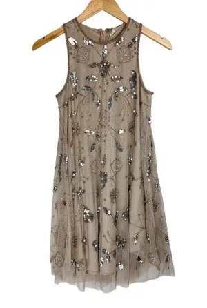 NWT Altar’d State Embellished Jewel Beaded Swing Dress Sz Small Mini Mesh Tulle thumbnail 2