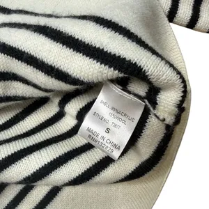 Miou Muse Oversized Striped Boxy Crop Sweater Black Cream Wool Blend Small thumbnail 2