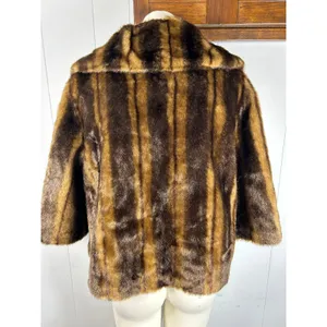 Luii Women's Size L Faux Fur Coat with 2/3 Length Sleeves in Dark Brown/Brown. thumbnail 3