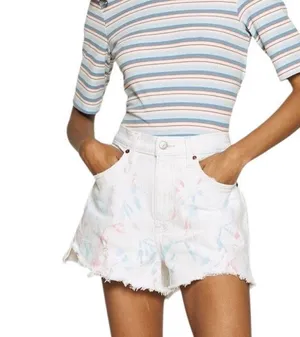 Abercrombie & Fitch High Rise Denim Tie Dye Shorts Sz 28 thumbnail 4