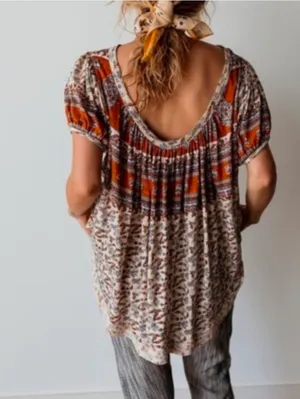 Free People Paisley Puff Sleeve Top Size Small NWT thumbnail 5