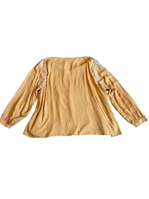 Savanna Jane Yellow Embroidered Peasant Blouse Top Shirt Flowy Size 2X Women's thumbnail 11
