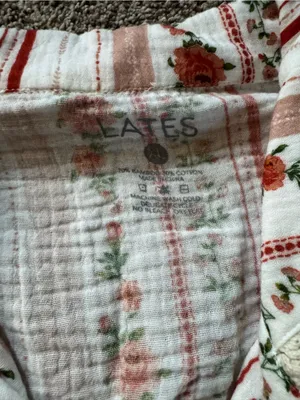 Lates by Kate Bamboo Gauze Women's Pink Floral Stripe Short Pajama Set thumbnail 4