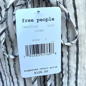 NWT Free People Ryhthm of the Night Tunic Top Ivory / Black Size Large thumbnail 6