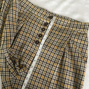 Free People Posey Plaid High Waisted Pleated Carrot Trousers Pants Yellow thumbnail 11