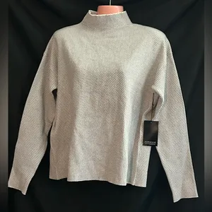 Adrienne Vittadini Heather Light Gray Textured Mock Cowl Sweater Women’s MD NWT thumbnail 1