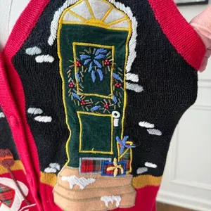 Vintage OHI Christmas Appliqué Embroidered Button Front Sweater Vest S thumbnail 6