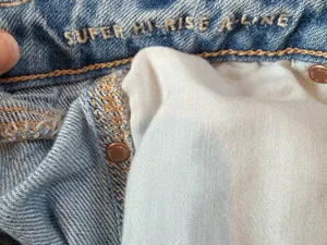American Eagle Hi Rise A Line Light Wash Denim Jean Mini Skirt Size 0 thumbnail 9