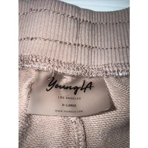 YoungLA Women's Draw String Sweat Shorts Light Pink XL 1.5" Inseam Flawed thumbnail 2