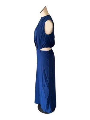 NWT Abercrombie & Fitch Navy Side Cut Out Maxi Dress Small NO BELT thumbnail 3