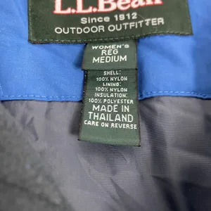 L.L. Bean Jacket Womens M Blue Nylon Winter Hooded Insulated Quilted Zip‎ Logo thumbnail 9