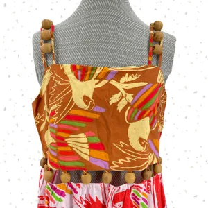 Farm Rio Bright Tropical Dress Wood Beads Colorful Summer Long Sundress Size M thumbnail 2