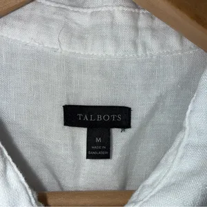 Talbots Extended‎ Shoulder Linen Collar Short Shirt Button Down Medium White thumbnail 6