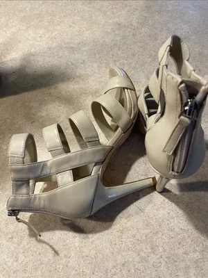White House Black Market Strappy Open-Toe Heeled Sandals - Cream thumbnail 5