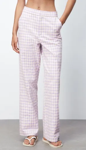 ZARA Gingham straight leg pants thumbnail 1