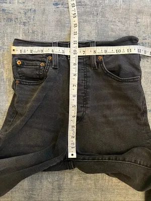 Levi's Faded Black Button Fly High Rise Ribcage Straight Leg Ankle Jeans Size 24 thumbnail 7