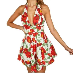 Ariana Flirty Floral Mini Dress Red White Size Small NWT thumbnail 1