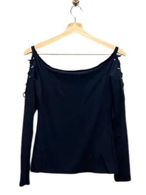 Guess Y2K Lace up Long Sleeve Top Black Size S Goth Whimsigoth Renaissance Fairy thumbnail 9
