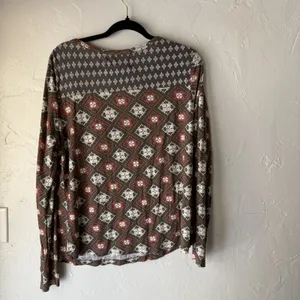 Aventura Shirt Womens XL Multicolor‎ Boho Rayon Peasant Geometric Print Top thumbnail 8