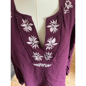 Ariat Poet Top dark purple embroidered floral v-neck blouse Small long sleeve thumbnail 6