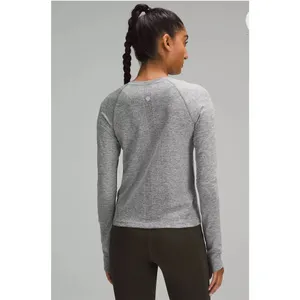 Lululemon Women Crew Neck Raglan Sleeve Swiftly‎ Tech Athletic Top Gray thumbnail 4